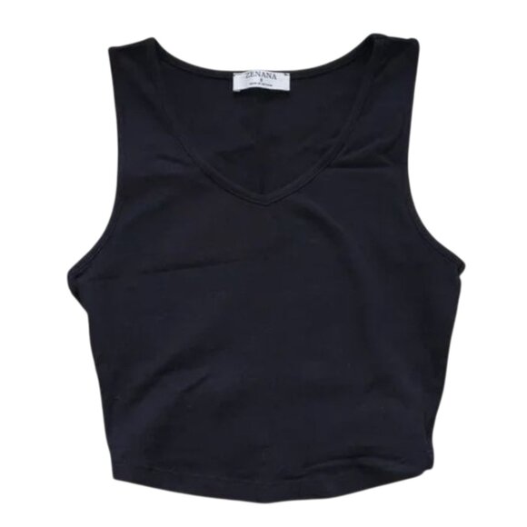 Zenana Set of Red and Black V-Neck Crop Tank Top Size Small - Picture 2 of 9